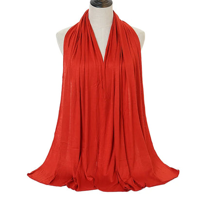 Jersey Hijab Scarf - 170x60cm Solid Color Stretch Polyester Shawl