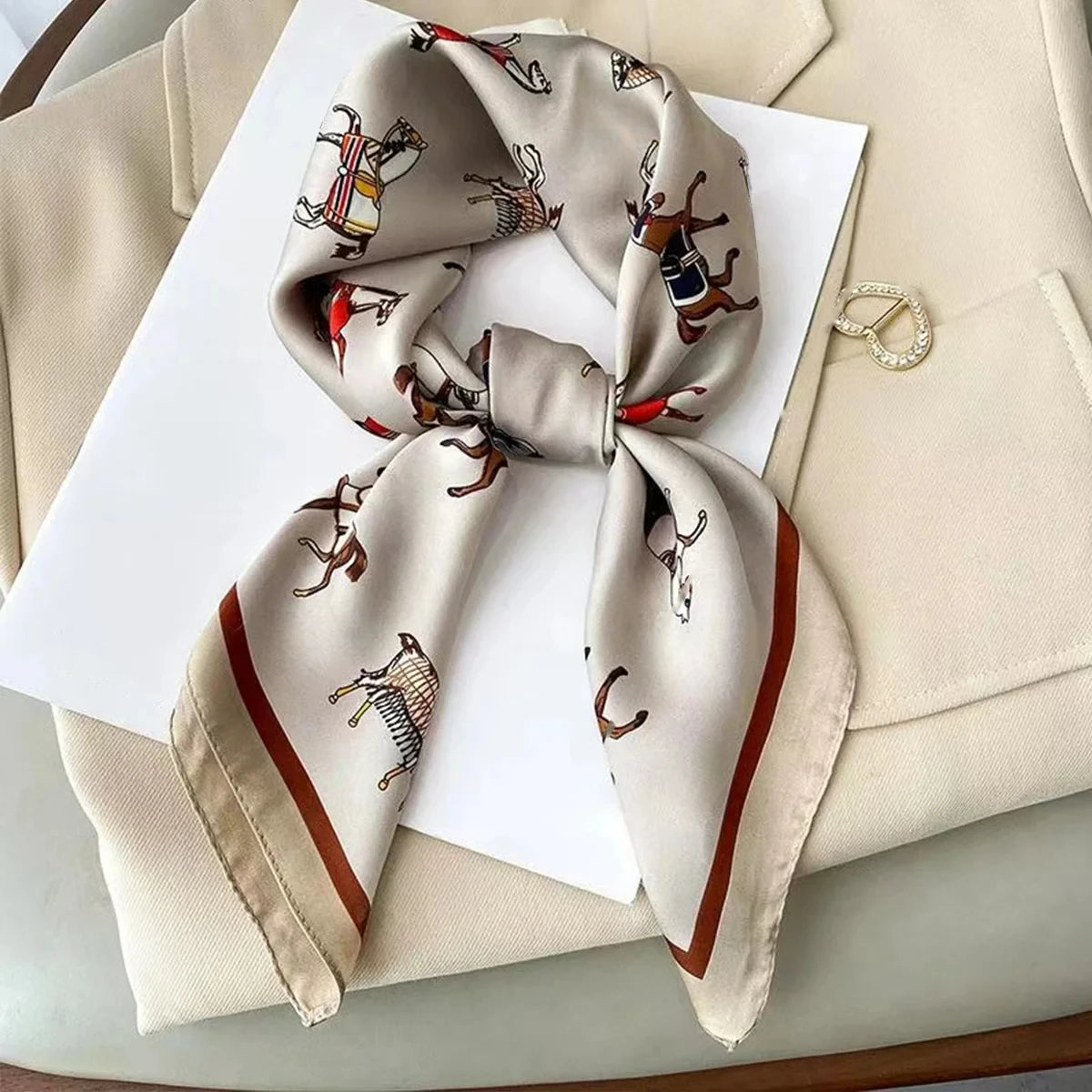 Paisley Print Square Silk-Feel Scarf – Lightweight Neck & Head Wrap for Women (32 Colors)
