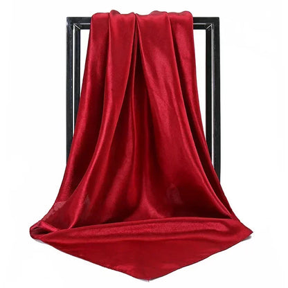 Satin Silk Square Hijab Scarf for Women | 90×90cm Shiny Solid Wrap | 32 Colors