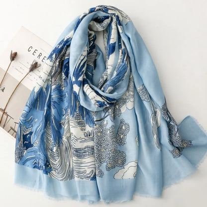 Printed Tassel Hijab Scarf & Shawl for Women | 88×180cm Bohemian Wrap | 60 Designs