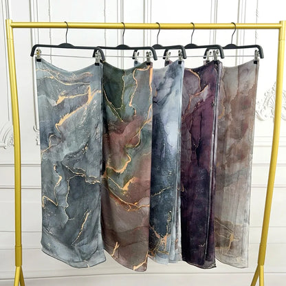 Patterned Voile Hijab Scarf - 170x70cm Modal Headscarf