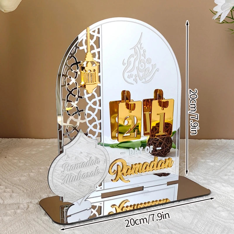 Ramadan Countdown Calendar – Acrylic Eid Mubarak Ornament with Interchangeable Numbers | 11 Designs