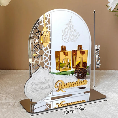 Ramadan Countdown Calendar – Acrylic Eid Mubarak Ornament with Interchangeable Numbers | 11 Designs