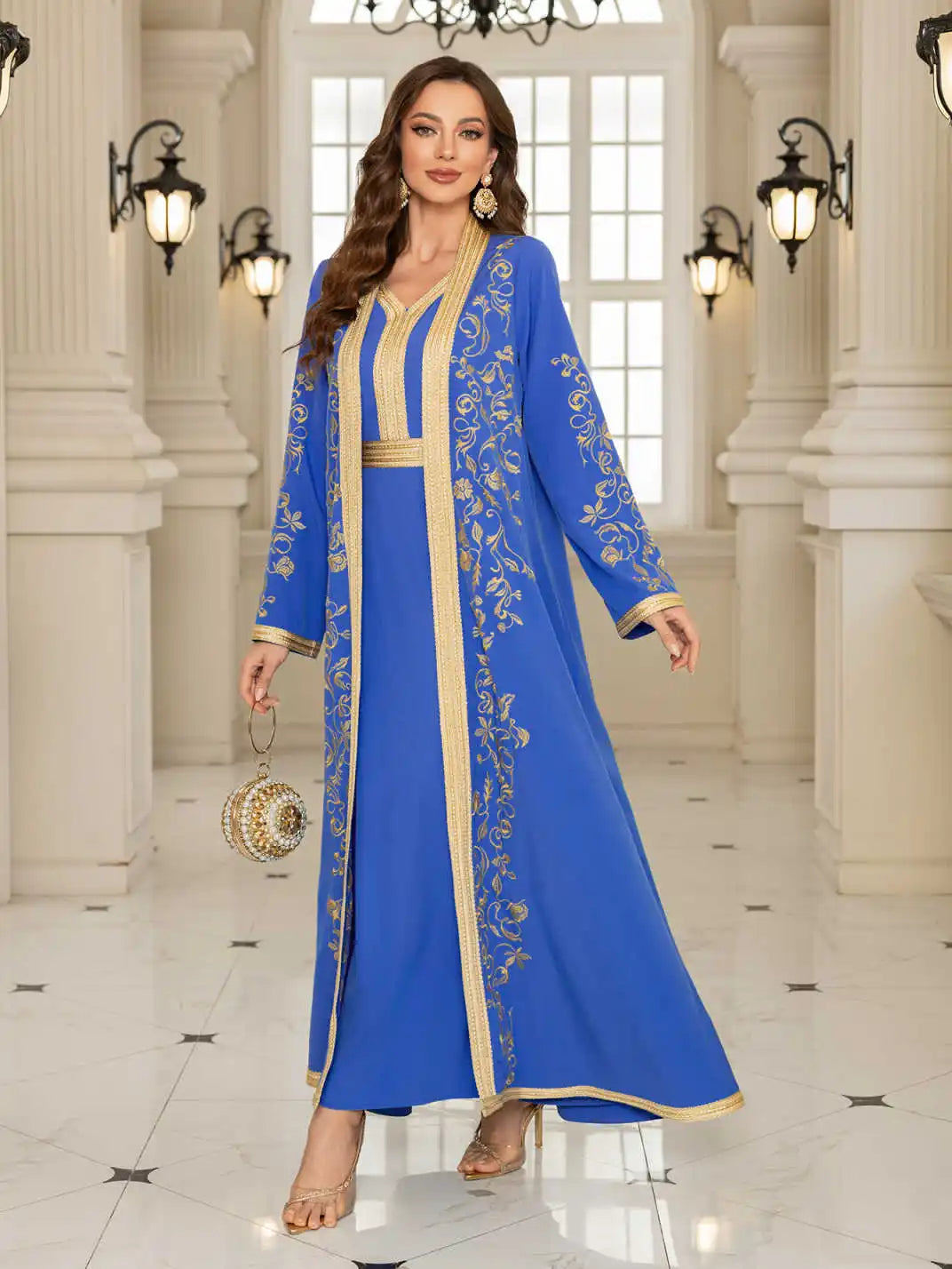 Luxury Abaya Muslim Dress Set | Modest Eid & Party Occasion Wear