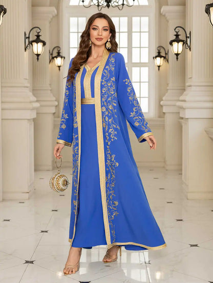 Luxury Abaya Muslim Dress Set | Modest Eid & Party Occasion Wear
