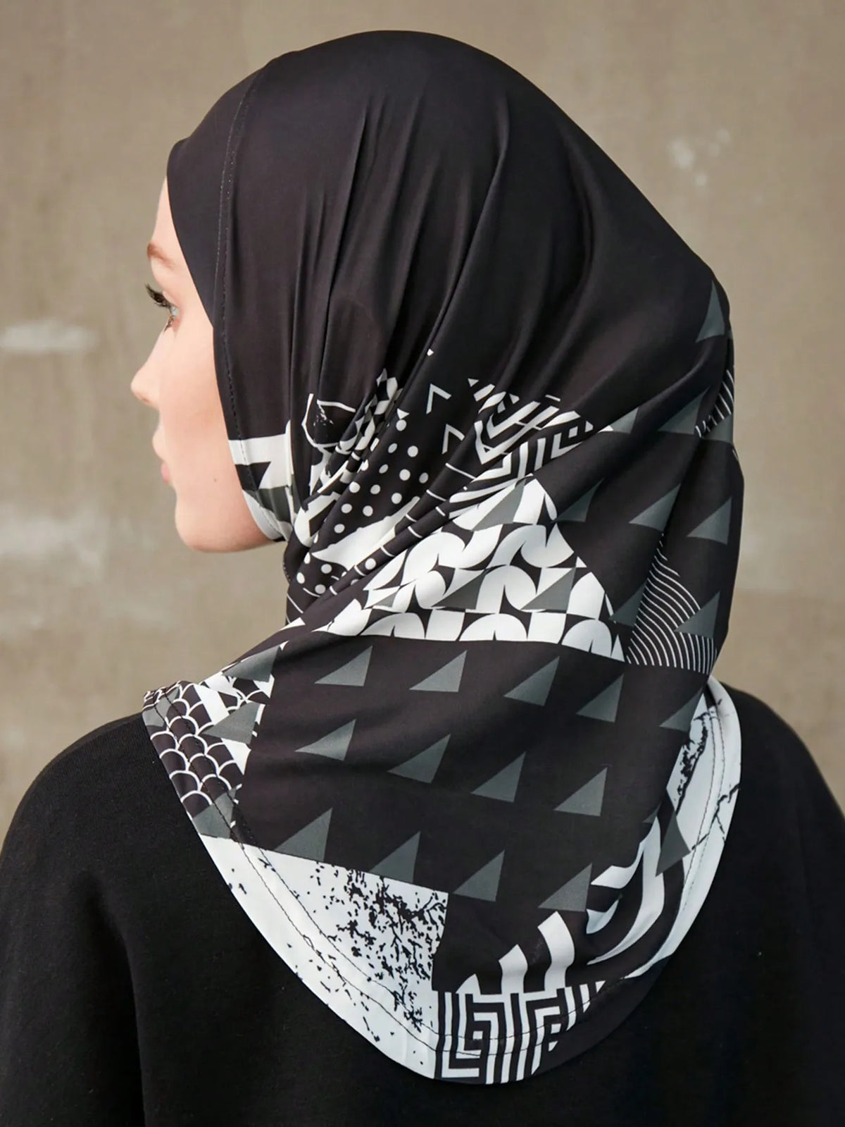 Geometric Print Inner Hijab – Stretch Instant Turban
