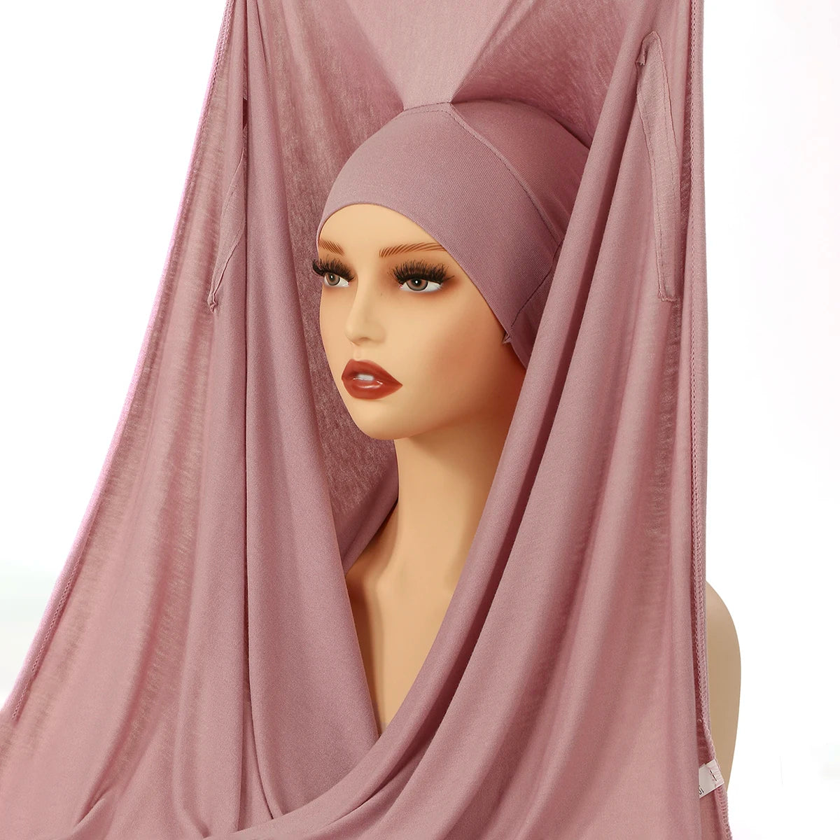 Instant Hijab with Magnetic Buckle – Solid-Color Scarf
