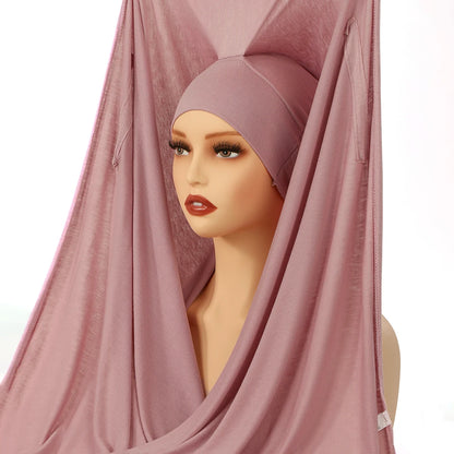 Instant Hijab with Magnetic Buckle – Solid-Color Scarf