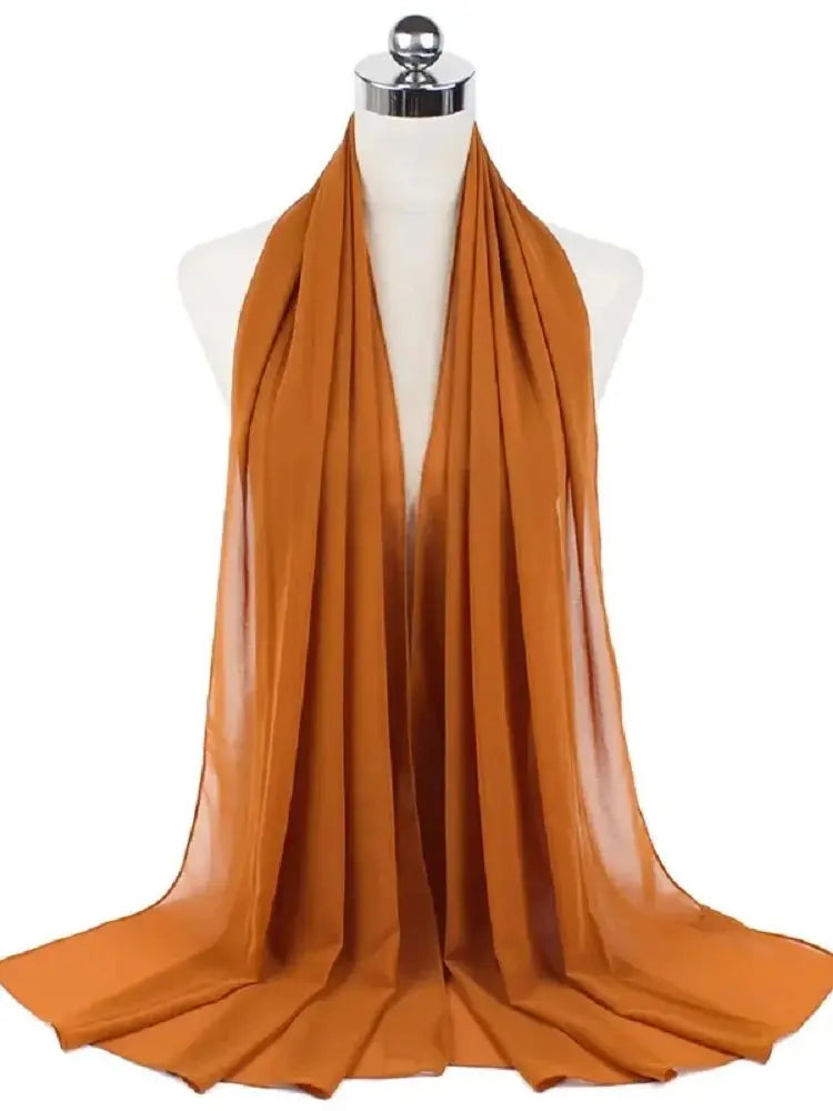 Solid Chiffon Hijab Scarf & Shawl for Women | Ready-to-Wear Muslim Headscarf | 65 Colors