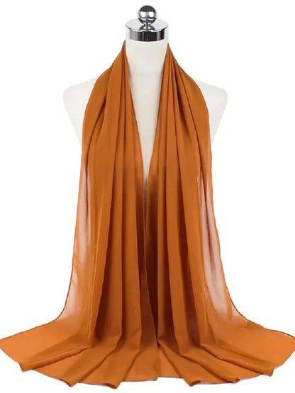 Solid Chiffon Hijab Scarf & Shawl for Women | Ready-to-Wear Muslim Headscarf | 65 Colors