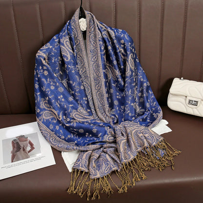 Women's Embroidered Pashmina Hijab Scarf – Soft Cashmere-Feel Shawl
