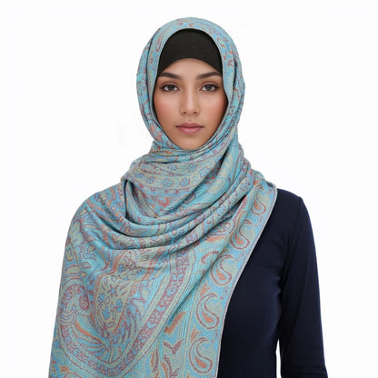 Women's Embroidered Pashmina Hijab Scarf – Soft Cashmere-Feel Shawl