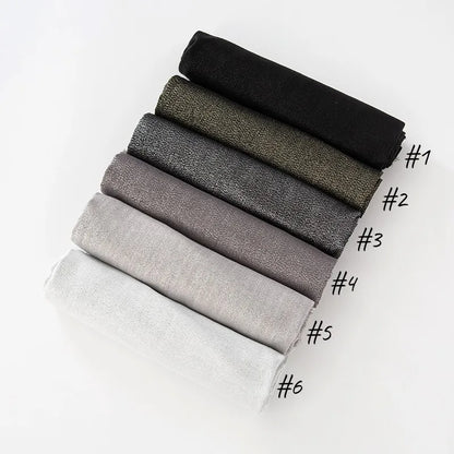 Shiny Fringe Hijab Shawl - 200x80cm Rayon Solid Color Women's Head Wrap