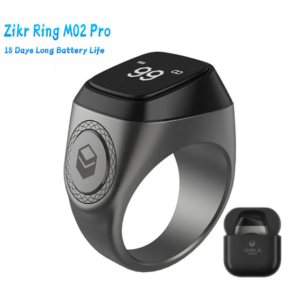 iQibla Smart Tasbeeh Ring M02 PRO – Bluetooth 5.1, OLED Display, 5 Prayer Reminders