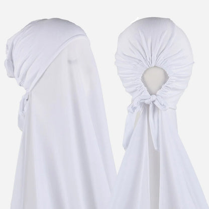 Women's Instant Hijab Bonnet with Chiffon Shawl – 2-in-1 Cap & Scarf