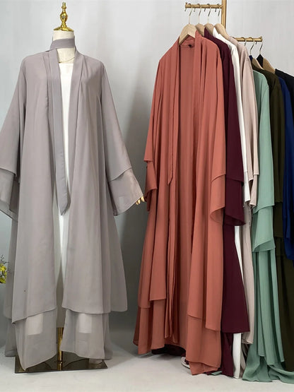 Women's Chiffon Open Abaya – Lightweight Modest Robe with Sash