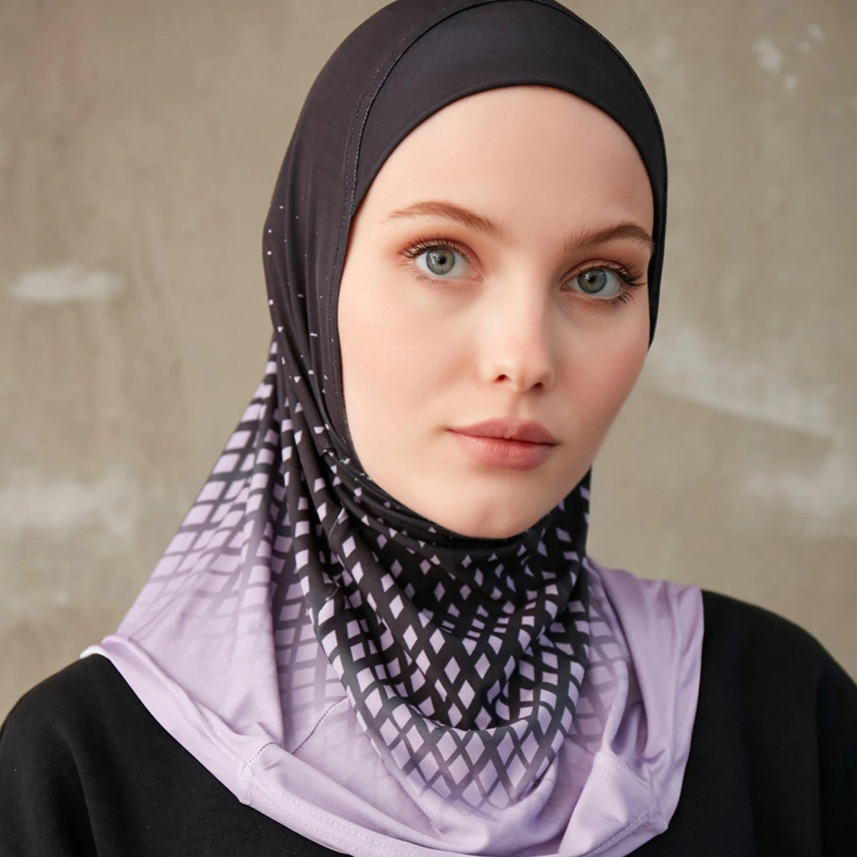 Geometric Print Inner Hijab – Stretch Instant Turban