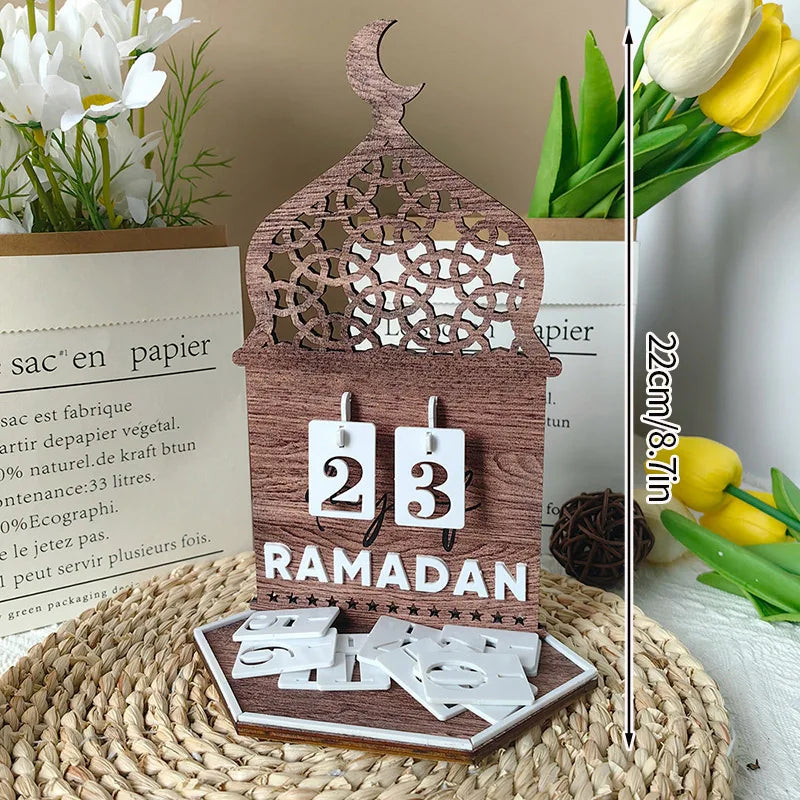 Ramadan Countdown Calendar – Acrylic Eid Mubarak Ornament with Interchangeable Numbers | 11 Designs