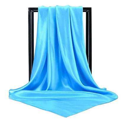 Satin Silk Square Hijab Scarf for Women | 90×90cm Shiny Solid Wrap | 32 Colors