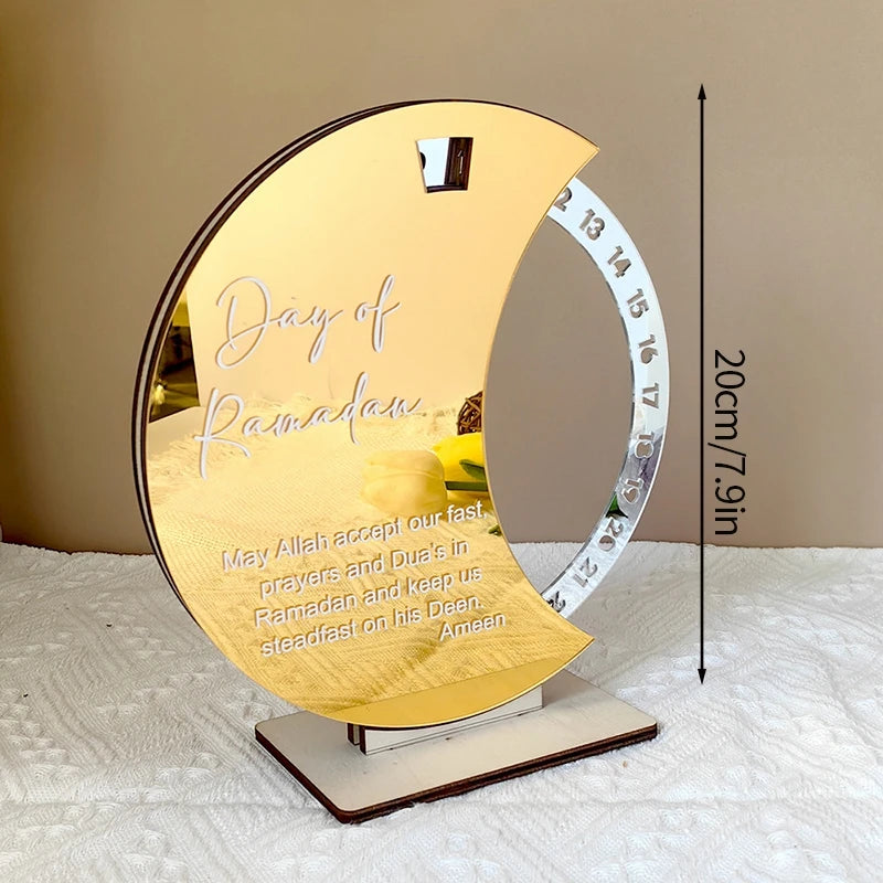Ramadan Countdown Calendar – Acrylic Eid Mubarak Ornament with Interchangeable Numbers | 11 Designs