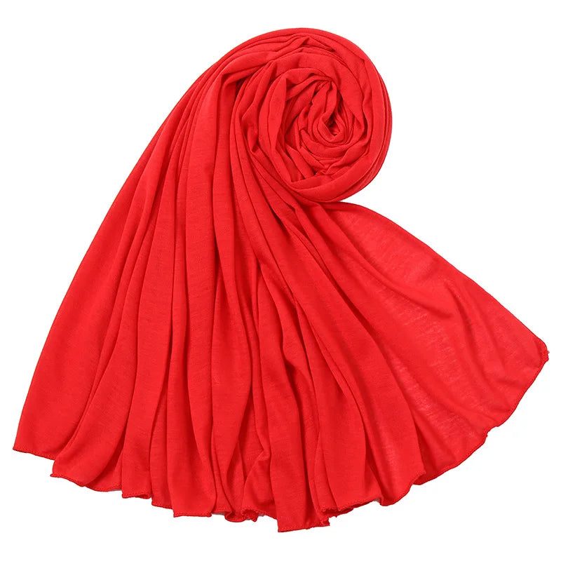 Women's Plain Cotton Jersey Hijab Scarf – Long Soft Shawl, 39 Colors