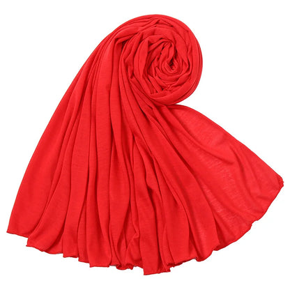 Women's Plain Cotton Jersey Hijab Scarf – Long Soft Shawl, 39 Colors