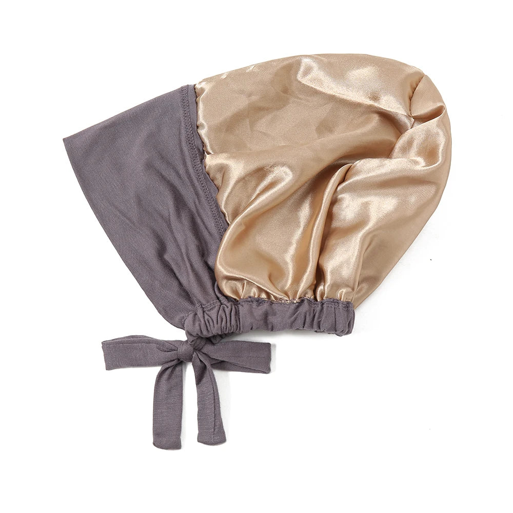 Satin Hijab Undercap with Tie | Double Layer Inner Cap Bonnet for Women | 15 Colors