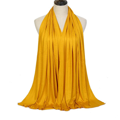 Jersey Hijab Scarf - 170x60cm Solid Color Stretch Polyester Shawl
