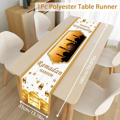 Ramadan Table Runner - Eid Mubarak Cloth Decoration 180x35cm