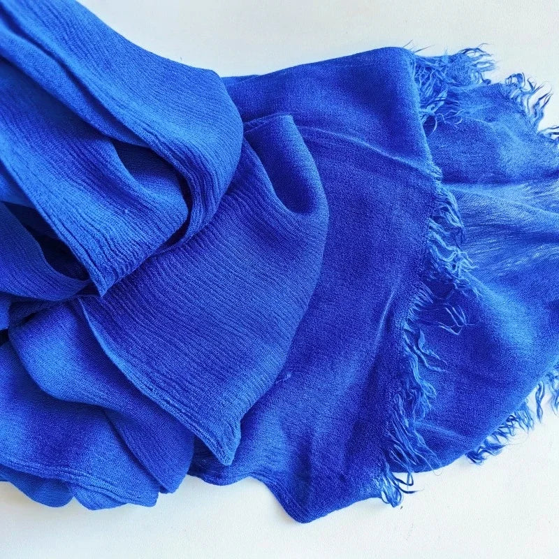 Soft Cotton-Viscose Tassel Hijab – 200x90cm Plain Headscarf (60 Colors)