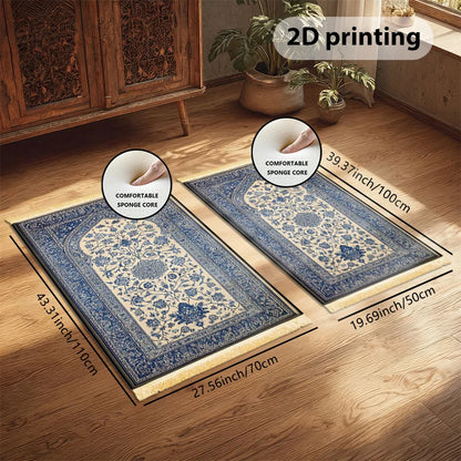 Islamic Fringed Prayer Mat – Soft, Machine-Washable Flannel Rug for Home & Pilgrimage | 2 Sizes