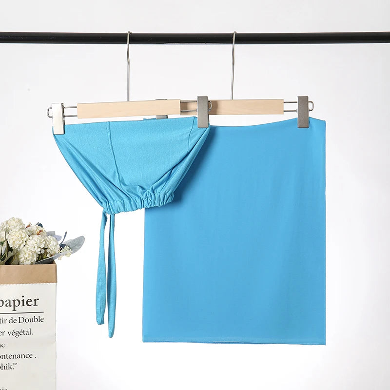 2-Piece Chiffon Hijab & Matching Undercap Set – Plain Shawl with Inner Cap for Women | 42 Colors