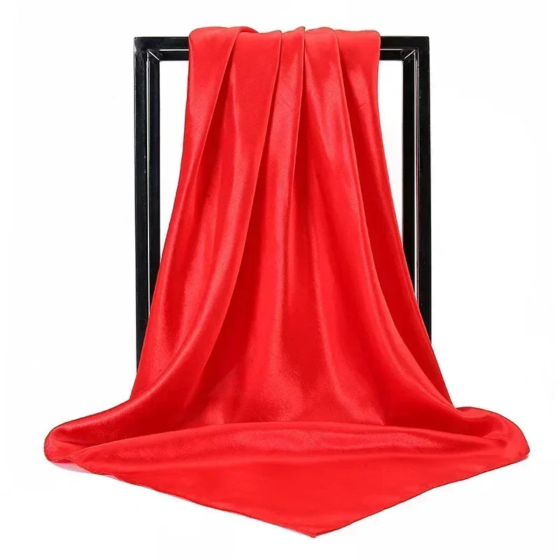 Satin Silk Square Hijab Scarf for Women | 90×90cm Shiny Solid Wrap | 32 Colors