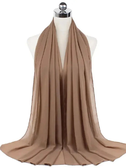 Solid Chiffon Hijab Scarf & Shawl for Women | Ready-to-Wear Muslim Headscarf | 65 Colors