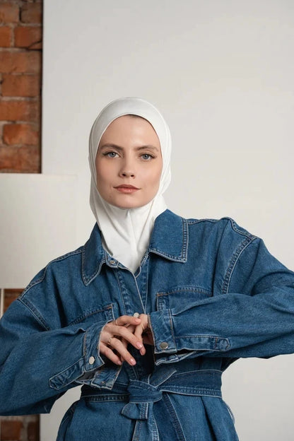 Women's Zipper Hijab Inner Cap – Milk Silk Modal Underscarf with Chain Detail