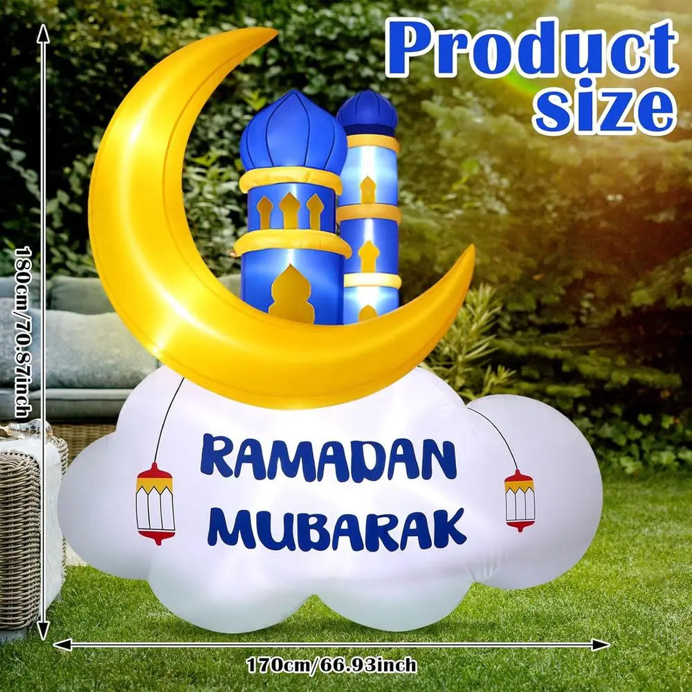 Giant LED Inflatable Ramadan & Eid Mosque Decoration – 5.9ft Outdoor Yard Inflatable with Lights | Ramadan Mubarak