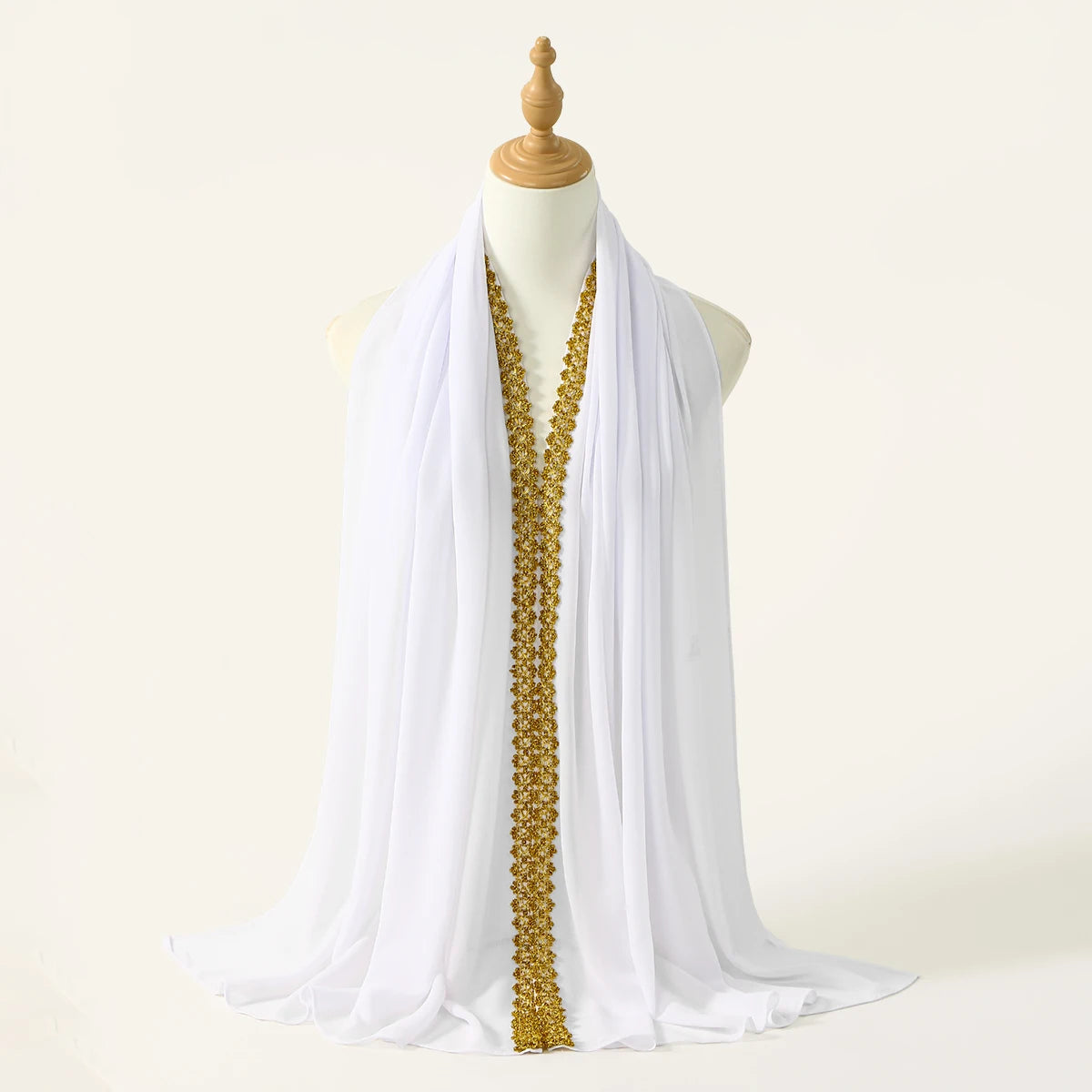 Chiffon Hijab Scarf with Lace & Sequin Detail