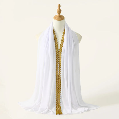 Chiffon Hijab Scarf with Lace & Sequin Detail