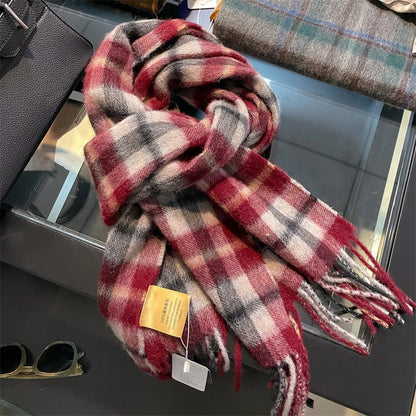 100% Wool Plaid Winter Scarf & Shawl – Long Warm Wrap & Hijab for Women (47 Colors)