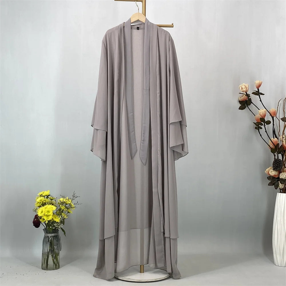 Women's Chiffon Open Abaya – Lightweight Modest Robe with Sash
