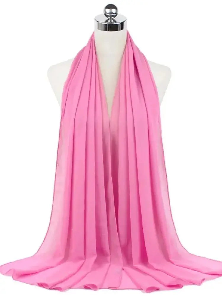 Solid Chiffon Hijab Scarf & Shawl for Women | Ready-to-Wear Muslim Headscarf | 65 Colors