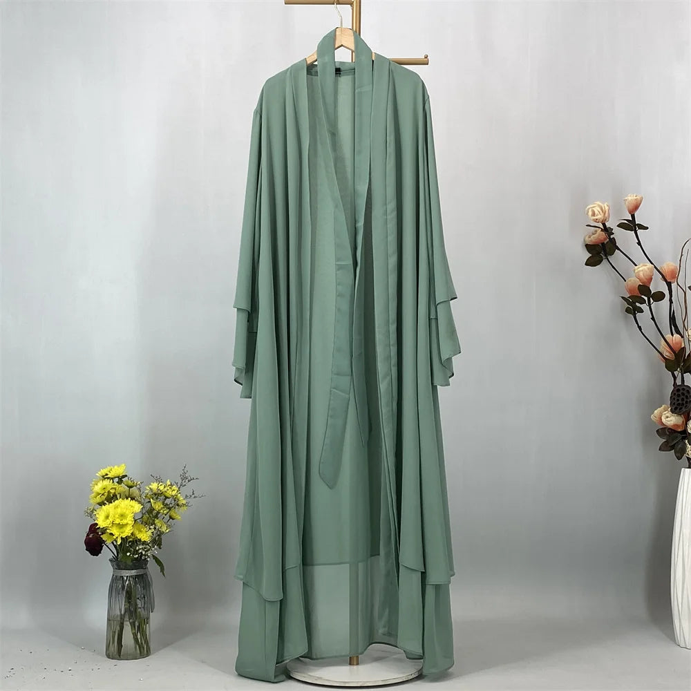 Women's Chiffon Open Abaya – Lightweight Modest Robe with Sash