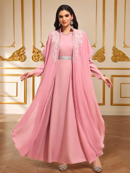 Embroidered Abaya Kaftan - Chiffon Maxi Dress