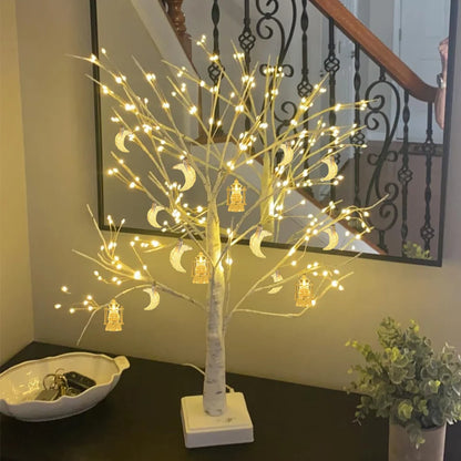 Ramadan LED Birch Tree Light – Star & Moon String Lights, 1.5m 10 LED