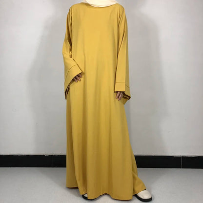Plain Nida Abaya with Belt – Long-Sleeve Modest Dress