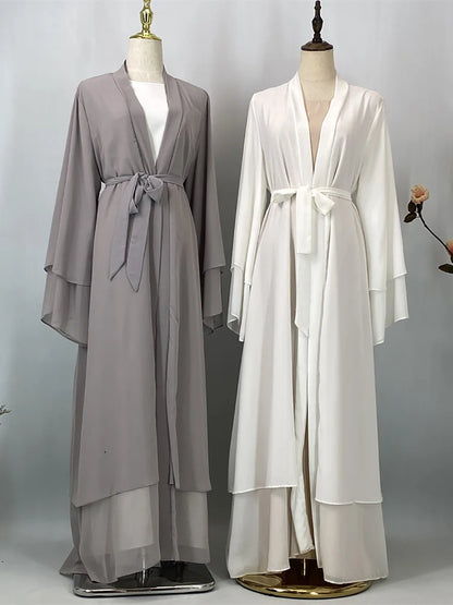 Women's Chiffon Open Abaya – Lightweight Modest Robe with Sash