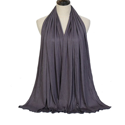 Jersey Hijab Scarf - 170x60cm Solid Color Stretch Polyester Shawl