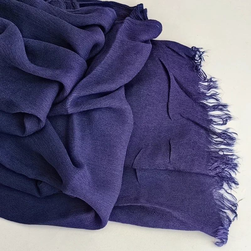 Soft Cotton-Viscose Tassel Hijab – 200x90cm Plain Headscarf (60 Colors)