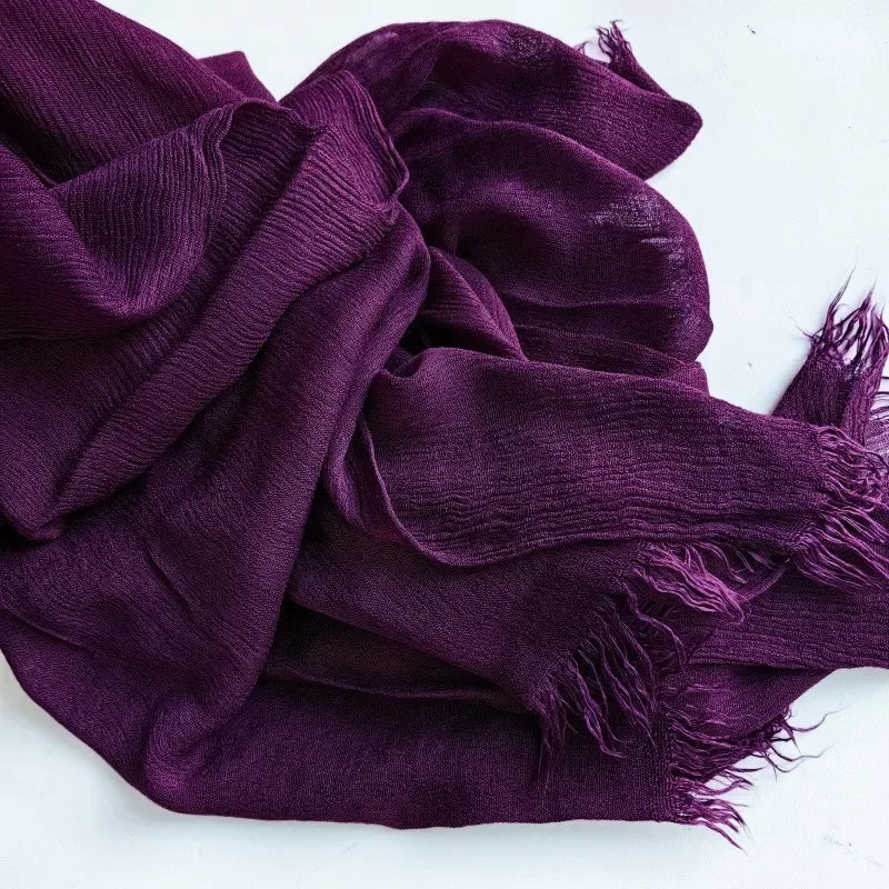 Soft Cotton-Viscose Tassel Hijab – 200x90cm Plain Headscarf (60 Colors)