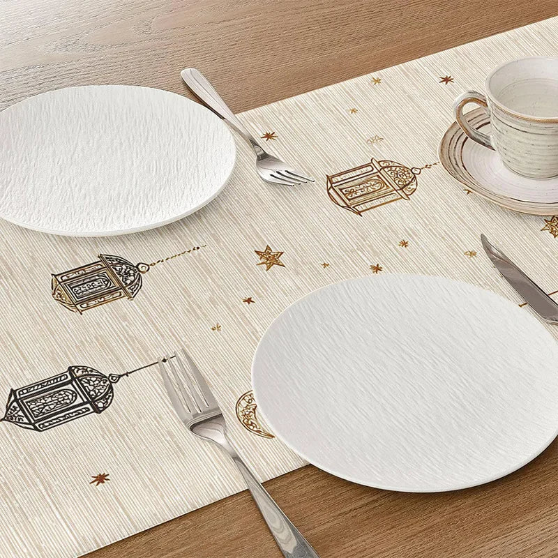 Ramadan Star & Lantern Table Runner | Eid Mubarak Home Decor | 3 Sizes